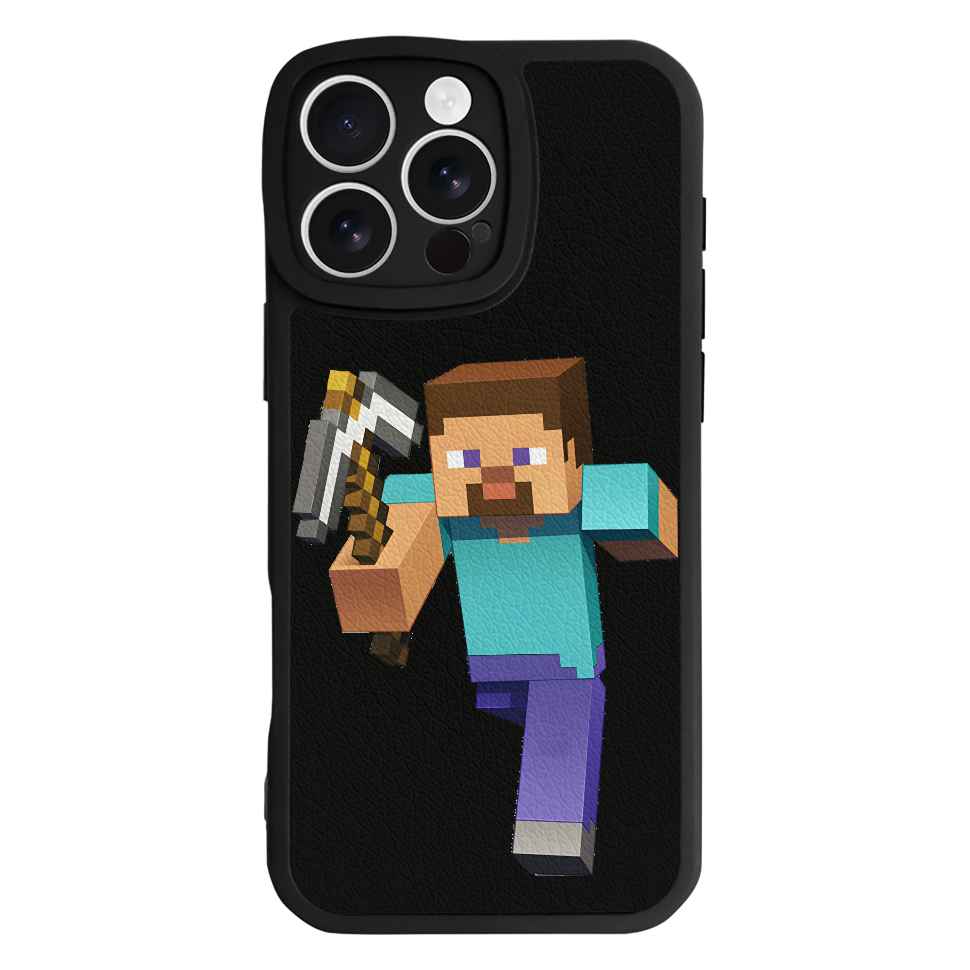 （画像用） マインクラフト ブロックの世界 Minecraft MC Block world 【iPhone 16シリーズ対応】シリコンスマホケース（レザー調） 材質：シリコン